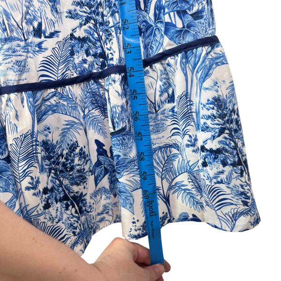 NWT The Sang Boutique Blue & White Tropical Floral Tiered Maxi Dress Large Long - Picture 11 of 16